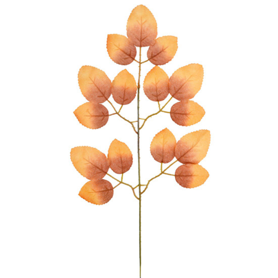 Imagem HASTE DECORATIVA DE FOLHAS AMARELAS DE ROSEIRA EM PLÁSTICO MOLDÁVEL - GRILLO