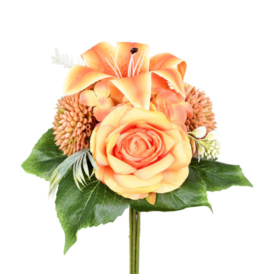 Imagem RAMALHETE MISTO DECORATIVO LARANJA EM PLÁSTICO MOLDÁVEL 32X28 CM - GRILLO