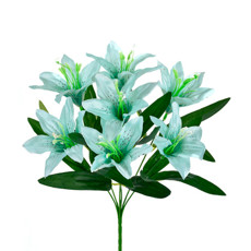 Imagem de BUQUÊ DECORATIVO DE LÍRIO AZUL EM PLÁSTICO MOLDÁVEL 35X10 CM - GRILLO - Grillo Ltda