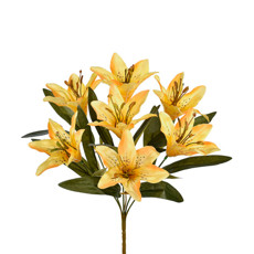 Imagem de BUQUÊ DECORATIVO DE LÍRIO MOSTARDA EM PLÁSTICO MOLDÁVEL 35X10 CM - GRILLO - Grillo Ltda