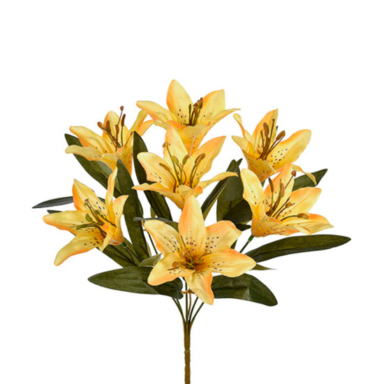 Imagem BUQUÊ DECORATIVO DE LÍRIO MOSTARDA EM PLÁSTICO MOLDÁVEL 35X10 CM - GRILLO