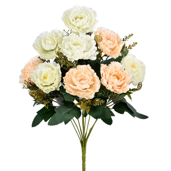 Imagem BUQUÊ DECORATIVO DE CAMÉLIA CREME EM PLÁSTICO MOLDÁVEL 37X20 CM - GRILLO