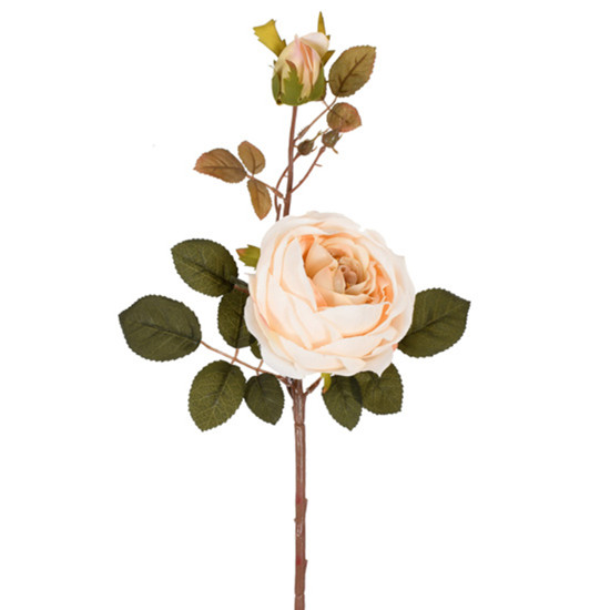 Imagem HASTE DECORATIVA DE ROSA OUTONADA COR CREME EM PLÁSTICO MOLDÁVEL 60X20 CM - GRILLO