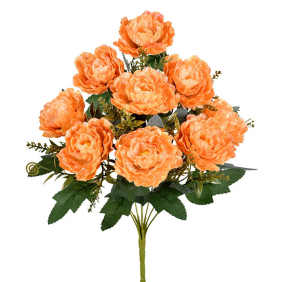 Imagem BUQUÊ DECORATIVO DE CAMÉLIA LARANJA EM PLÁSTICO MOLDÁVEL 37X20 CM - GRILLO