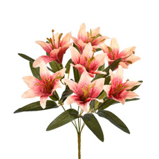 Imagem de BUQUÊ DECORATIVO DE LÍRIO MALVA EM PLÁSTICO MOLDÁVEL 35X10 CM - GRILLO - Grillo Ltda