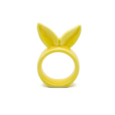 Imagem de PORTA GUARDANAPO FORMATO ORELHA DE COELHO EM PORCELANA AMARELO 8X5X2 CM - CROMUS - Cromus Embalagens Ind. E Com. Ltda