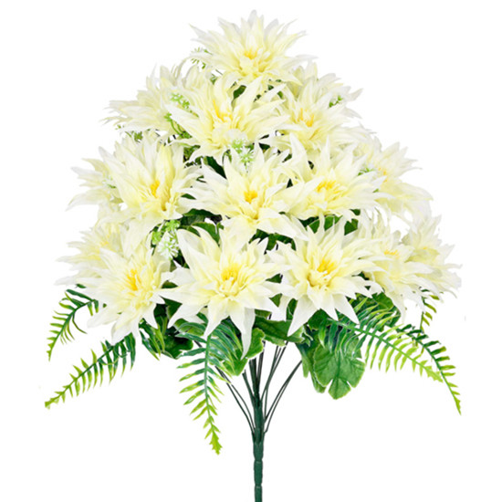 Imagem BUQUÊ DECORATIVO DE DÁLIA AMARELO CLARO EM PLÁSTICO MOLDÁVEL 60X33 CM - GRILLO
