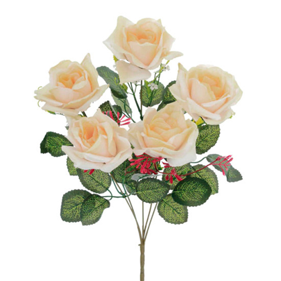 Imagem BUQUÊ DECORATIVO DE ROSA DIAMANTE CHAMPAGNE EM PLÁSTICO MOLDÁVEL 46X20 CM - GRILLO