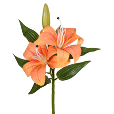 Imagem de HASTE DECORATIVA DE LÍRIO LARANJA EM PLÁSTICO MOLDÁVEL 39X19 CM - GRILLO - Grillo Ltda