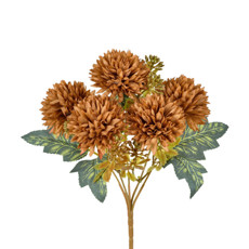 Imagem de BUQUÊ DECORATIVO DE CRISÂNTEMO MARROM CAFÉ EM PLÁSTICO MOLDÁVEL 27X16 CM - GRILLO - Grillo Ltda