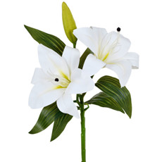Imagem de HASTE DECORATIVA DE LÍRIO BRANCO EM PLÁSTICO MOLDÁVEL 39X19 CM - GRILLO - Grillo Ltda