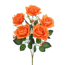 Imagem de BUQUÊ DECORATIVO DE ROSA DIAMANTE LARANJA EM PLÁSTICO MOLDÁVEL 46X20 CM - GRILLO - Grillo Ltda