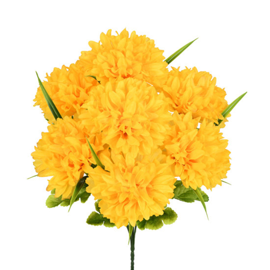 Imagem BUQUÊ DECORATIVO DE CRISÂNTEMO GIGANTE AMARELO CLARO EM PLÁSTICO MOLDÁVEL - GRILLO