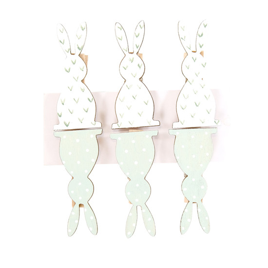 Imagem CONJUNTO DE 6 GRAMPOS FORMATO COELHO EM MADEIRA - CROMUS