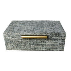 Imagem de CAIXA RETANGULAR DECORATIVA EM MDF REVESTIDA CHENILI AZUL 8X25X15 CM - ENTRECASA - Inverno Verao Comercio De Modas E Decoracao Eireli
