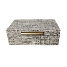 Imagem de CAIXA RETANGULAR DECORATIVA EM MDF REVESTIDA CHENILI BEGE 8X25X15 CM - ENTRECASA - Inverno Verao Comercio De Modas E Decoracao Eireli