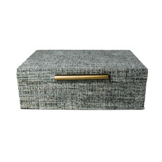 Imagem de CAIXA RETANGULAR DECORATIVA EM MDF REVESTIDA CHENILI AZUL 10X30X20 CM - ENTRECASA - Inverno Verao Comercio De Modas E Decoracao Eireli