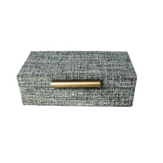 Imagem de CAIXA RETANGULAR DECORATIVA EM MDF REVESTIDA CHENILI AZUL 6X20X10 CM - ENTRECASA - Inverno Verao Comercio De Modas E Decoracao Eireli