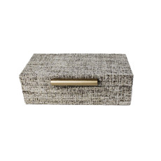 Imagem de CAIXA RETANGULAR DECORATIVA EM MDF REVESTIDA CHENILI BEGE 6X20X10 CM - ENTRECASA - Inverno Verao Comercio De Modas E Decoracao Eireli
