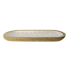 Imagem de PETISQUEIRA OVAL EM MADEIRA REVESTIDA EM RESINA TEXTURA ESCAMA OFF WHITE - ENTRECASA - Inverno Verao Comercio De Modas E Decoracao Eireli