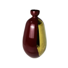 Imagem de VASO DECORATIVO EM CERÂMICA VERMELHA COM DETALHES DOURADO 43X22 CM - GRILLO 59320 - Grillo Ltda