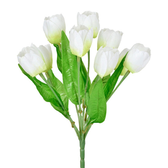 Imagem BUQUÊ DECORATIVO DE TULIPAS CREME EM PLÁSTICO MOLDÁVEL 31X22 CM - GRILLO