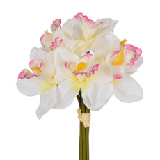 Imagem de RAMALHETE DECORATIVO DE CYMBIDIUM ROSA CREME EM PLÁSTICO MOLDÁVEL 27X15 CM - GRILLO - Grillo Ltda