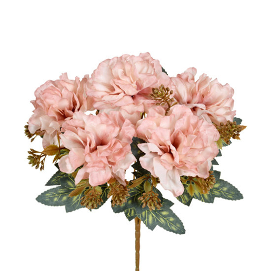 Imagem BUQUÊ DECORATIVO DE PEÔNIA ROSA OUTONADO EM PLÁSTICO MOLDÁVEL 28X22 CM - GRILLO