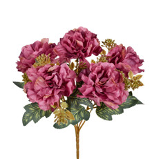 Imagem de BUQUÊ DECORATIVO DE PEÔNIA LAVANDA OUTONADO EM PLÁSTICO MOLDÁVEL 28X22 CM - GRILLO - Grillo Ltda
