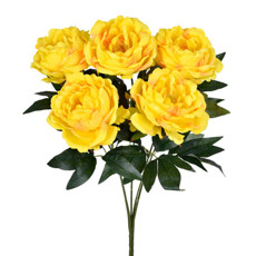 Imagem de BUQUÊ DECORATIVO DE PEÔNIA AMARELA EM PLÁSTICO MOLDÁVEL 52X23 CM - GRILLO - Grillo Ltda