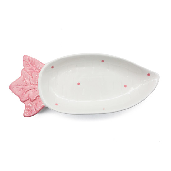 Imagem PETISQUIERA BRANCA E ROSA EM FORMATO DE CENOURA EM PORCELANA - TOK DA CASA