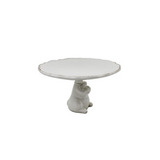 Imagem de PRATO BRANCO PARA BOLO COM BASE FORMATO COELHO EM PORCELANA - TOK DA CASA - Cromus Embalagens Ind. E Com. Ltda