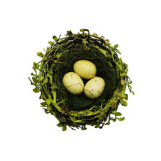 Imagem de NINHO VERDE DECORATIVO COM OVOS AMARELOS FEITO DE GALHOS E ISOPOR - TOK DA CASA - Cromus Embalagens Ind. E Com. Ltda