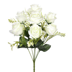 Imagem de BUQUÊ DECORATIVO DE ROSAS CREME EM PLÁSTICO MOLDÁVEL 40X28 CM - GRILLO - Grillo Ltda
