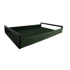 Imagem de BANDEJA RETANGULAR VERDE ESCURA EM MDF COM ALÇA EM METAL E LISTRAS 3D 7X45X30 CM - Inverno Verao Comercio De Modas E Decoracao Eireli