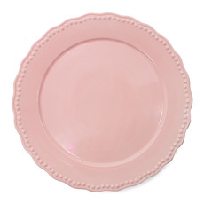 Imagem de PRATO RASO ROSA DECORATIVO EM PORCELANA 27X27 CM - TOK DA CASA - Cromus Embalagens Ind. E Com. Ltda