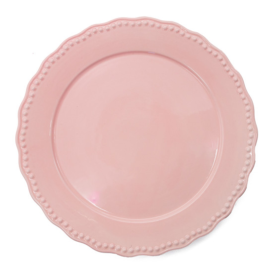 Imagem PRATO RASO ROSA DECORATIVO EM PORCELANA 27X27 CM - TOK DA CASA