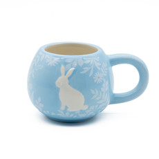 Imagem de CANECA AZUL COM DETALHES BRANCOS DECORATIVA EM PORCELANA 7X13X9 CM - TOK DA CASA - Cromus Embalagens Ind. E Com. Ltda