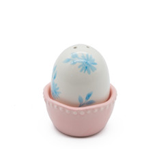 Imagem de PORTA CONDIMENTO DECORATIVO ROSA BRANCO E AZUL EM PORCELANA 7X6X6 CM - TOK DA CASA - Cromus Embalagens Ind. E Com. Ltda