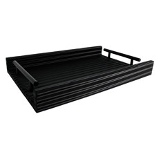 Imagem de BANDEJA RETANGULAR PRETA EM MDF COM ALÇA EM METAL E LISTRAS 3D 4X35X22 CM - ENTRECASA - Inverno Verao Comercio De Modas E Decoracao Eireli