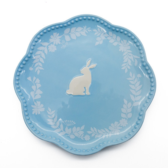 Imagem PRATO AZUL E BRANCO PARA SOBREMESA DECORATIVO DE PÁSCOA EM PORCELANA - TOK DA CASA