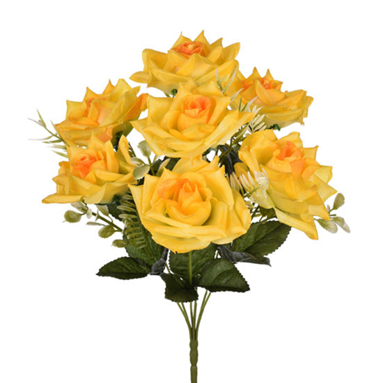 Imagem BUQUÊ DE ROSAS DIAMANTE DECORATIVO AMARELO EM PLÁSTICO MOLDÁVEL 34X20 CM - GRILLO