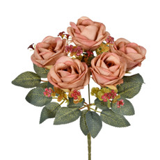 Imagem de BUQUÊ DECORATIVO DE ROSAS COR CAFÉ EM PLÁSTICO MOLDÁVEL 31X17 CM - GRILLO - Grillo Ltda