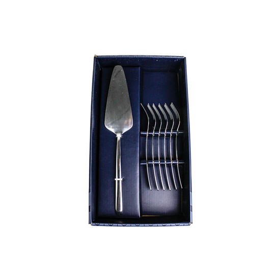 Imagem CONJUNTO 7 PEÇAS ESPÁTULA PARA BOLO E GARFOS PARA SOBREMESA EM AÇO INOX - WOLFF