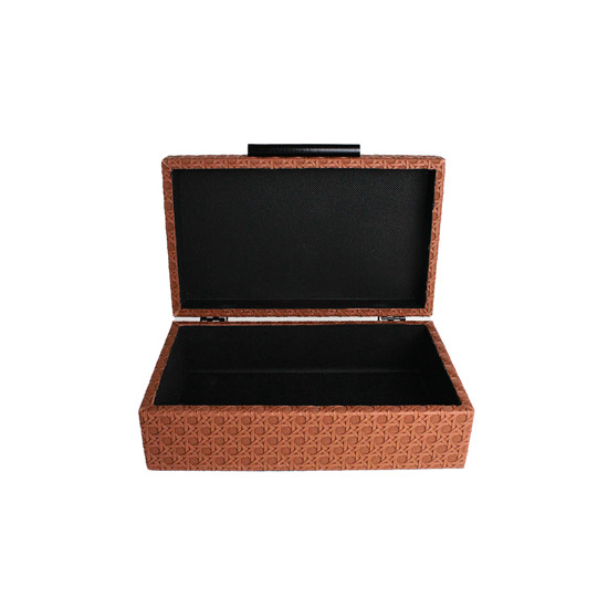 Imagem CAIXA ORGANIZADORA DECORATIVA TEXTURIZADA EM MDF MARROM 8X25X15 CM - ENTRECASA