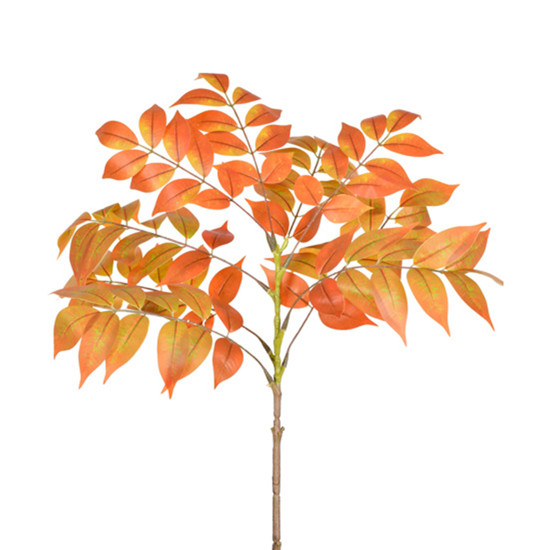 Imagem HASTE GALHO DE FOLHAS LARANJA OUTONO DECORATIVO EM PLÁSTICO MOLDÁVEL - GRILLO