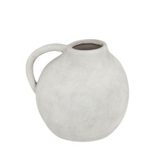 Imagem de VASO DECORATIVO REDONDO EM TERRACOTA CINZA CLARO COM ALÇA 19X22X20 CM - MABRUK - Mabruk Importacao E Comercio Ltda