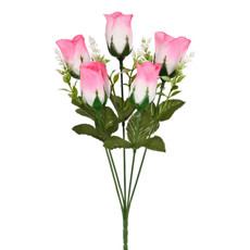 Imagem de BUQUÊ DECORATIVO DE BOTÕES DE ROSAS NA COR ROSA EM PLÁSTICO MOLDÁVEL 30X10CM - GRILLO - Grillo Ltda