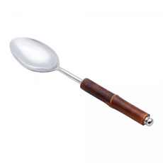 Imagem de COLHER PARA SERVIR EM AÇO INOX E CABO EM BAMBÚ 27X6CM - WOLFF - Rojemac Impotacao E Exportacao Ltda