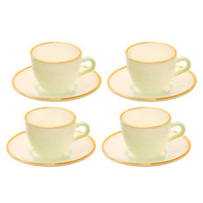 Imagem de CONJUNTO 4 XÍCARAS 85ML COM PIRES COR BRANCO LEMON E BORDA DOURADA - HAÜSKRAFT - Etilux Industria E Comercio Ltda